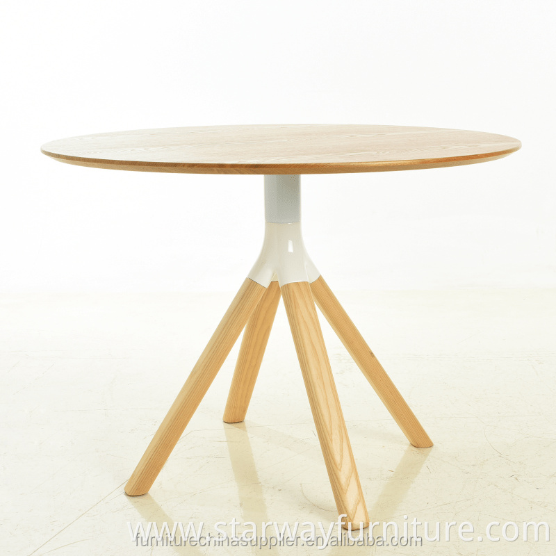 Modern original round glass and wood dining table for living room and restaurant